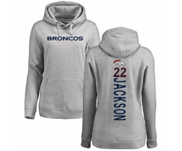 Football Women's Denver Broncos #22 Kareem Jackson Ash Backer Pullover Hoodie