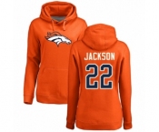 Football Women's Denver Broncos #22 Kareem Jackson Orange Name & Number Logo Pullover Hoodie