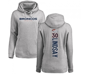 NFL Women's Nike Denver Broncos #30 Phillip Lindsay Ash Backer Pullover Hoodie