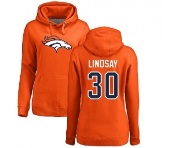 NFL Women's Nike Denver Broncos #30 Phillip Lindsay Orange Name & Number Logo Pullover Hoodie