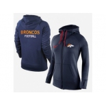 Women Nike Denver Broncos Full-Zip Performance Hoodie Dark Blue