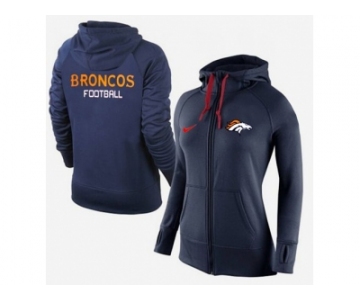 Women Nike Denver Broncos Full-Zip Performance Hoodie Dark Blue