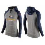 Women Nike Denver Broncos Performance Hoodie Grey & Dark Blue