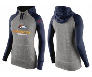 Women Nike Denver Broncos Performance Hoodie Grey & Dark Blue