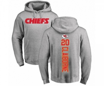 Football Kansas City Chiefs #20 Morris Claiborne Ash Backer Pullover Hoodie