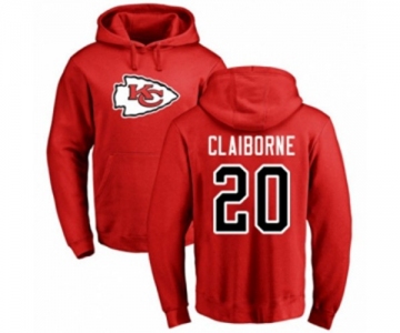 Football Kansas City Chiefs #20 Morris Claiborne Red Name & Number Logo Pullover Hoodie