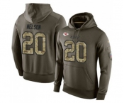 Football Kansas City Chiefs #20 Steven Nelson Green Salute To Service Men's Pullover Hoodie