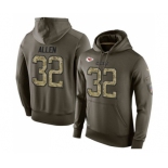 Football Kansas City Chiefs #32 Marcus Allen Green Salute To Service Men's Pullover Hoodie