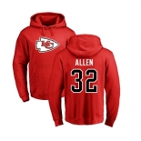 Football Kansas City Chiefs #32 Marcus Allen Red Name & Number Logo Pullover Hoodie