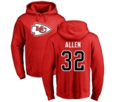 Football Kansas City Chiefs #32 Marcus Allen Red Name & Number Logo Pullover Hoodie