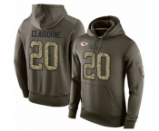 Football Men's Kansas City Chiefs #20 Morris Claiborne Green Salute To Service Pullover Hoodie