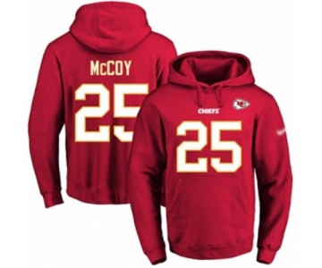 Football Men's Kansas City Chiefs #25 LeSean McCoy Red Name & Number Pullover Hoodie