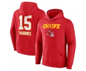 Men's Kansas City Chiefs #15 Patrick Mahomes Red Wordmark Player Name & Number Pullover Hoodie