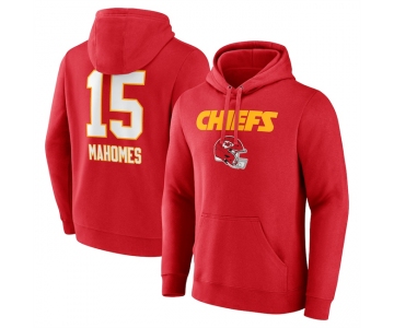 Men's Kansas City Chiefs #15 Patrick Mahomes Red Wordmark Player Name & Number Pullover Hoodie