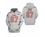 Men's Kansas City Chiefs #87 Travis Kelce Gray Super Bowl LVII Pullover Hoodie