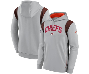 Men's Kansas City Chiefs Gray Sideline Stack Performance Pullover Hoodie