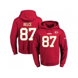 Nike Kansas City Chiefs #87 Travis Kelce Red Name & Number Pullover NFL Hoodie