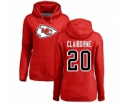 Football Women's Kansas City Chiefs #20 Morris Claiborne Red Name & Number Logo Pullover Hoodie