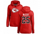 Football Women's Kansas City Chiefs #25 LeSean McCoy Red Name & Number Logo Pullover Hoodie