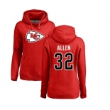 Football Women's Kansas City Chiefs #32 Marcus Allen Red Name & Number Logo Pullover Hoodie