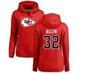 Football Women's Kansas City Chiefs #32 Marcus Allen Red Name & Number Logo Pullover Hoodie