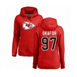 Football Women's Kansas City Chiefs #97 Alex Okafor Red Name & Number Logo Pullover Hoodie