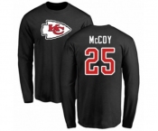 Football Kansas City Chiefs #25 LeSean McCoy Black Name & Number Logo Long Sleeve T-Shirt