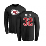 Football Kansas City Chiefs #32 Marcus Allen Black Name & Number Logo Long Sleeve T-Shirt