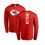 Football Kansas City Chiefs #32 Marcus Allen Red Backer Long Sleeve T-Shirt