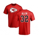 Football Kansas City Chiefs #32 Marcus Allen Red Name & Number Logo T-Shirt