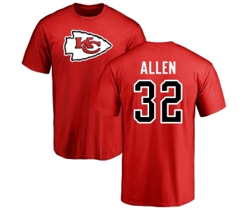 Football Kansas City Chiefs #32 Marcus Allen Red Name & Number Logo T-Shirt