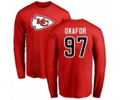 Football Kansas City Chiefs #97 Alex Okafor Red Name & Number Logo Long Sleeve T-Shirt