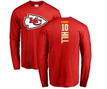 NFL Nike Kansas City Chiefs #10 Tyreek Hill Red Backer Long Sleeve T-Shirt