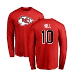 NFL Nike Kansas City Chiefs #10 Tyreek Hill Red Name & Number Logo Long Sleeve T-Shirt