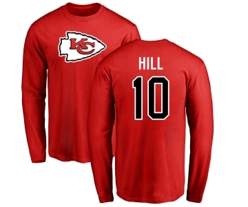 NFL Nike Kansas City Chiefs #10 Tyreek Hill Red Name & Number Logo Long Sleeve T-Shirt