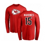 NFL Nike Kansas City Chiefs #15 Patrick Mahomes Red Name & Number Logo Long Sleeve T-Shirt