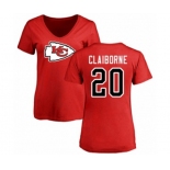 Football Women's Kansas City Chiefs #20 Morris Claiborne Red Name & Number Logo Slim Fit T-Shirt