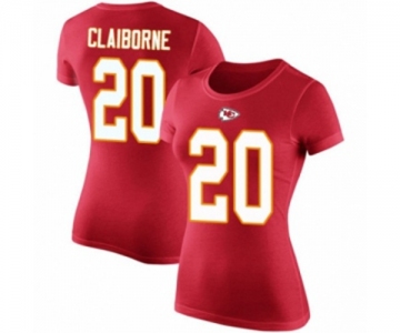 Football Women's Kansas City Chiefs #20 Morris Claiborne Red Rush Pride Name & Number T-Shirt