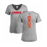 Football Women's Kansas City Chiefs #25 LeSean McCoy Ash Backer V-Neck T-Shirt