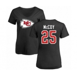 Football Women's Kansas City Chiefs #25 LeSean McCoy Black Name & Number Logo Slim Fit T-Shirt