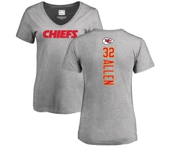 Football Women's Kansas City Chiefs #32 Marcus Allen Ash Backer V-Neck T-Shirt