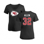 Football Women's Kansas City Chiefs #32 Marcus Allen Black Name & Number Logo Slim Fit T-Shirt