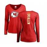 Football Women's Kansas City Chiefs #32 Marcus Allen Red Backer Slim Fit Long Sleeve T-Shirt