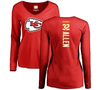 Football Women's Kansas City Chiefs #32 Marcus Allen Red Backer Slim Fit Long Sleeve T-Shirt