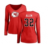 Football Women's Kansas City Chiefs #32 Marcus Allen Red Name & Number Logo Slim Fit Long Sleeve T-Shirt