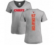 Football Women's Kansas City Chiefs #97 Alex Okafor Ash Backer V-Neck T-Shirt