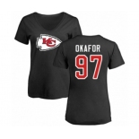 Football Women's Kansas City Chiefs #97 Alex Okafor Black Name & Number Logo Slim Fit T-Shirt