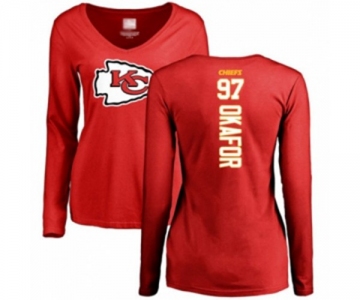 Football Women's Kansas City Chiefs #97 Alex Okafor Red Backer Slim Fit Long Sleeve T-Shirt