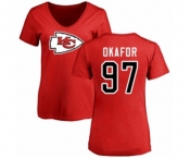 Football Women's Kansas City Chiefs #97 Alex Okafor Red Name & Number Logo Slim Fit T-Shirt