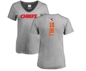 NFL Women's Nike Kansas City Chiefs #10 Tyreek Hill Ash Backer V-Neck T-Shirt